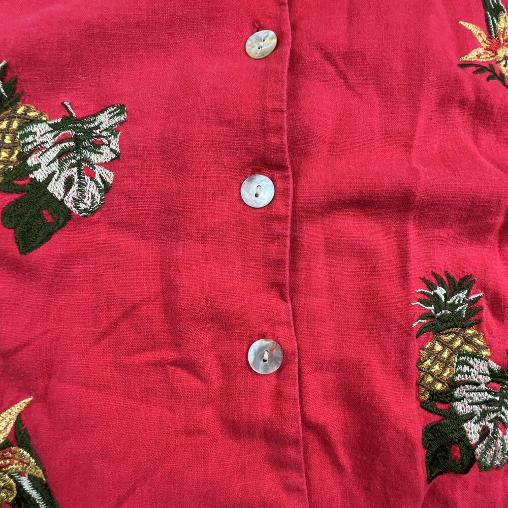 Vintage Studio C Plus Linen Blend Embroidered Tropical Shirt 18W - Picture 5 of 6